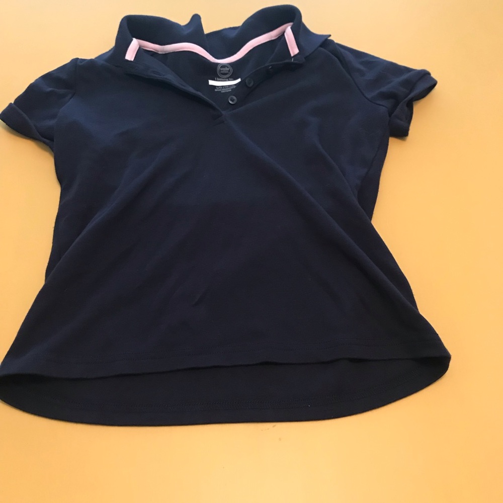 Two Girls Navy Uniform Shirts